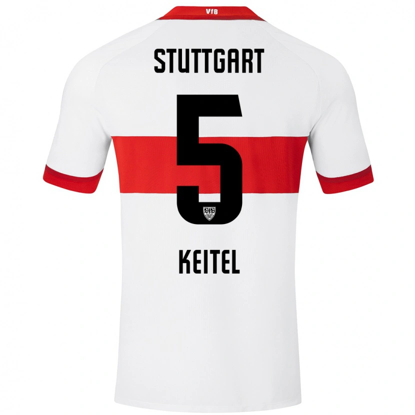 Danxen Mujer Camiseta Yannik Keitel #5 Blanco Rojo 1ª Equipación 2024/25 La Camisa México