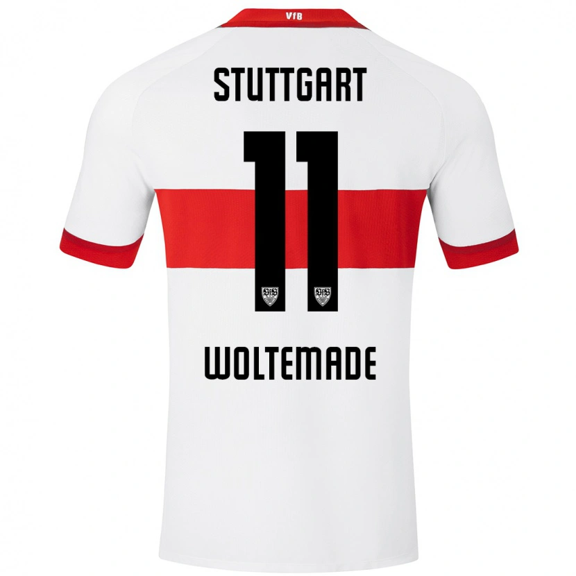 Danxen Mujer Camiseta Nick Woltemade #11 Blanco Rojo 1ª Equipación 2024/25 La Camisa México