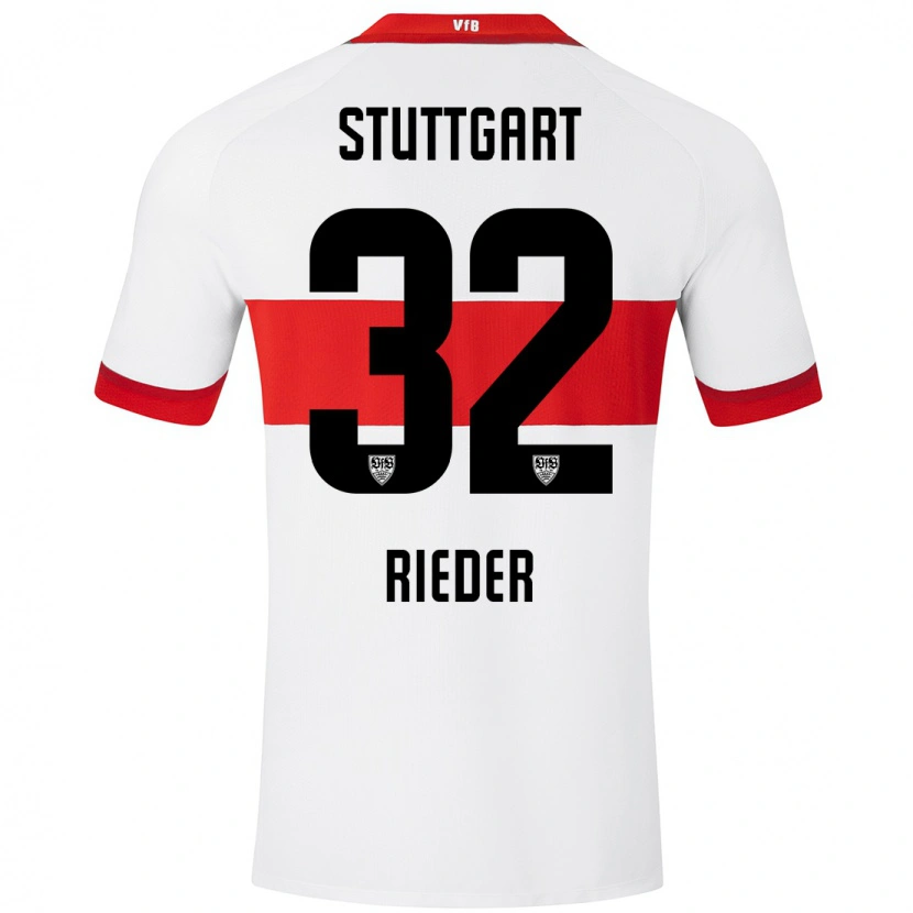 Danxen Mujer Camiseta Fabian Rieder #32 Blanco Rojo 1ª Equipación 2024/25 La Camisa México
