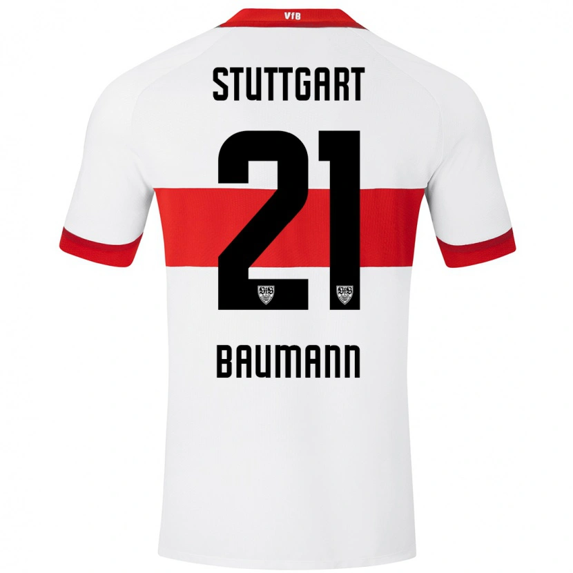 Danxen Mujer Camiseta Katharina Baumann #21 Blanco Rojo 1ª Equipación 2024/25 La Camisa México