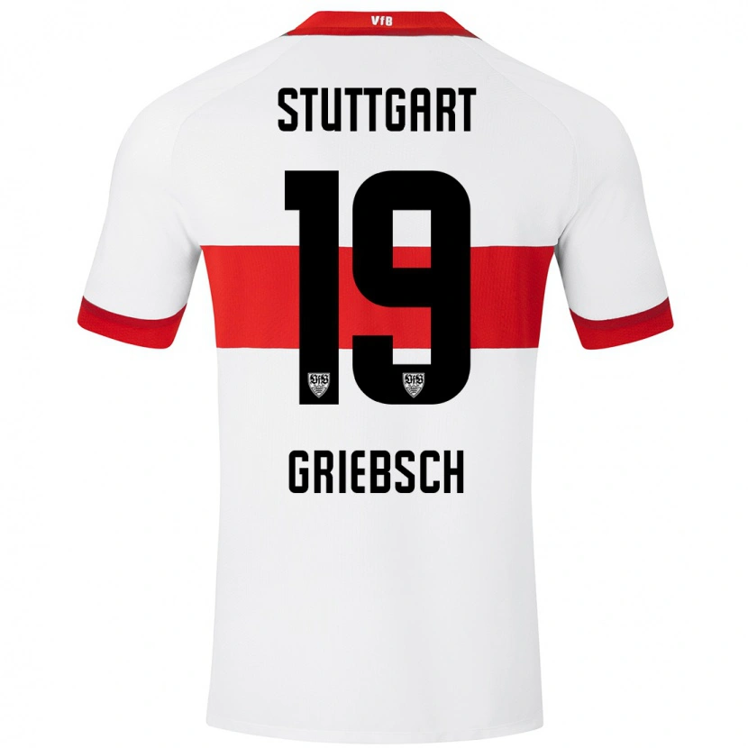 Danxen Mujer Camiseta Lukas Griebsch #19 Blanco Rojo 1ª Equipación 2024/25 La Camisa México
