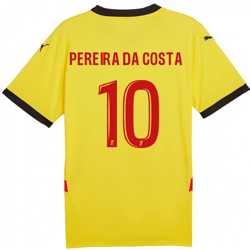 Danxen Mujer Camiseta David Pereira Da Costa #10 Amarillo Rojo 1ª Equipación 2024/25 La Camisa México