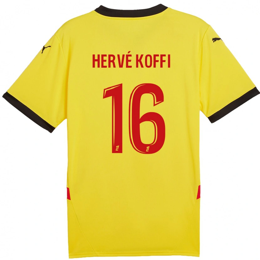 Danxen Mujer Camiseta Hervé Koffi #16 Amarillo Rojo 1ª Equipación 2024/25 La Camisa México