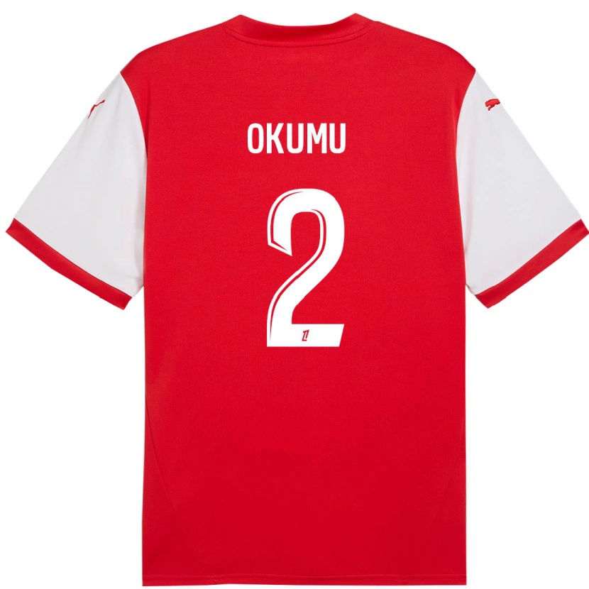 Danxen Mujer Camiseta Joseph Okumu #2 Rojo Blanco 1ª Equipación 2024/25 La Camisa México