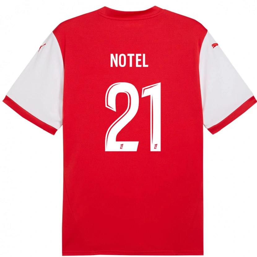 Danxen Mujer Camiseta Léa Notel #21 Rojo Blanco 1ª Equipación 2024/25 La Camisa México
