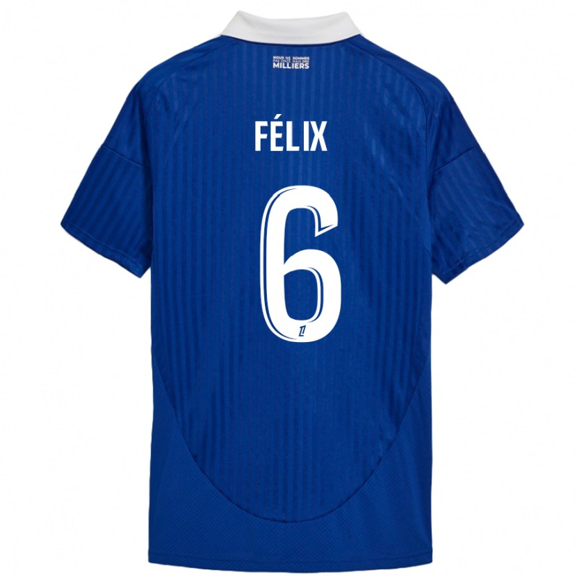 Danxen Mujer Camiseta Félix Lemaréchal #6 Azul Blanco 1ª Equipación 2024/25 La Camisa México