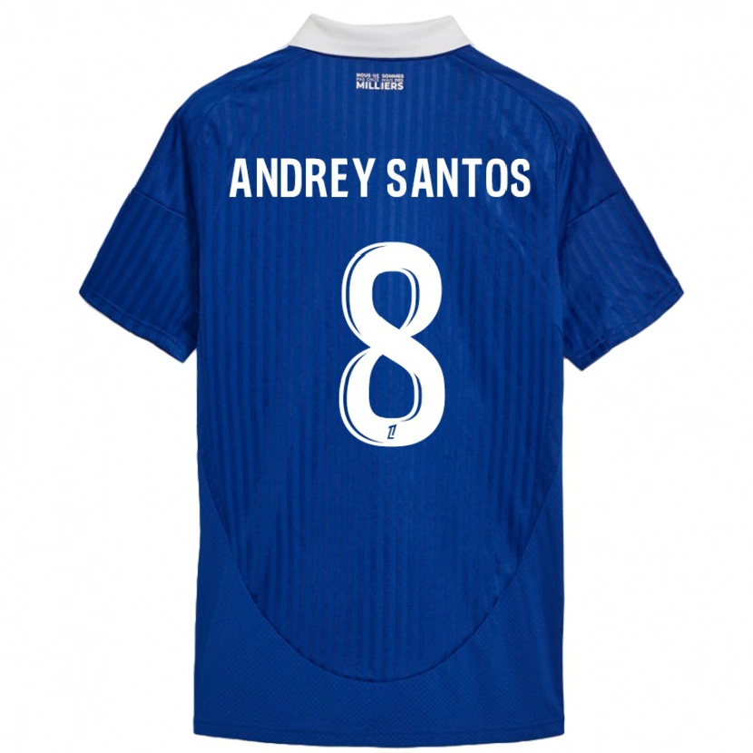Danxen Mujer Camiseta Andrey Santos #8 Azul Blanco 1ª Equipación 2024/25 La Camisa México
