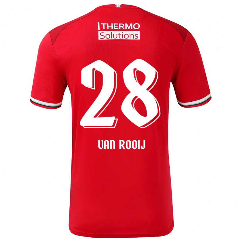 Danxen Mujer Camiseta Bart Van Rooij #28 Rojo Blanco 1ª Equipación 2024/25 La Camisa México