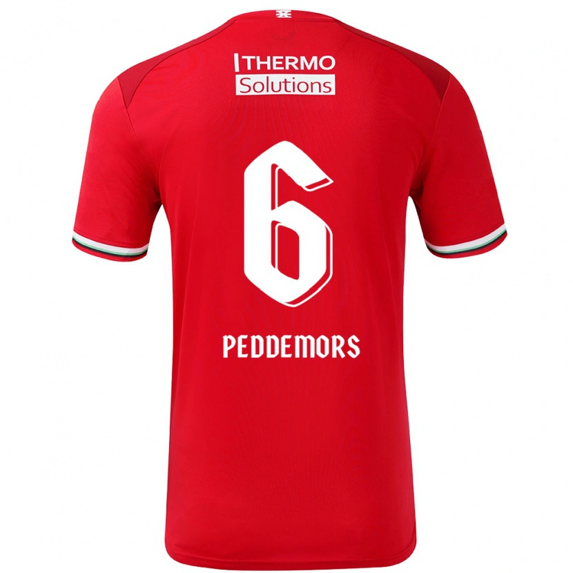 Danxen Mujer Camiseta Ella Peddemors #6 Rojo Blanco 1ª Equipación 2024/25 La Camisa México