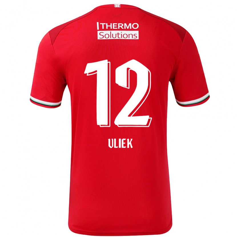 Danxen Mujer Camiseta Leonie Vliek #12 Rojo Blanco 1ª Equipación 2024/25 La Camisa México