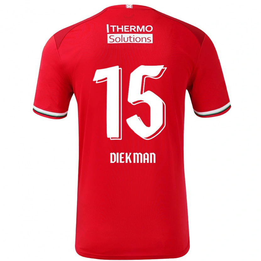 Danxen Mujer Camiseta Jill Diekman #15 Rojo Blanco 1ª Equipación 2024/25 La Camisa México