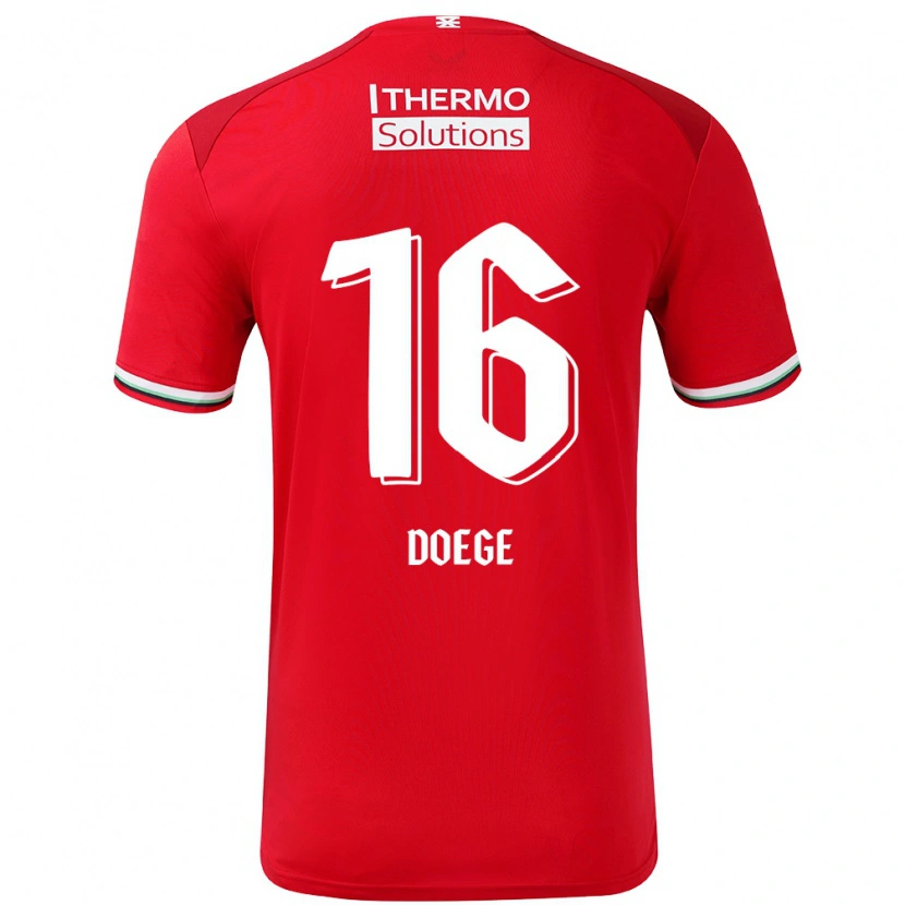Danxen Mujer Camiseta Leonie Doege #16 Rojo Blanco 1ª Equipación 2024/25 La Camisa México