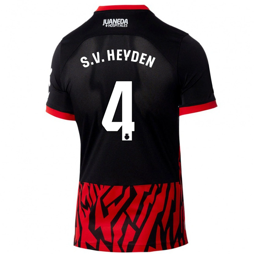 Danxen Mujer Camiseta Siebe Van Der Heyden #4 Negro Rojo 1ª Equipación 2024/25 La Camisa México