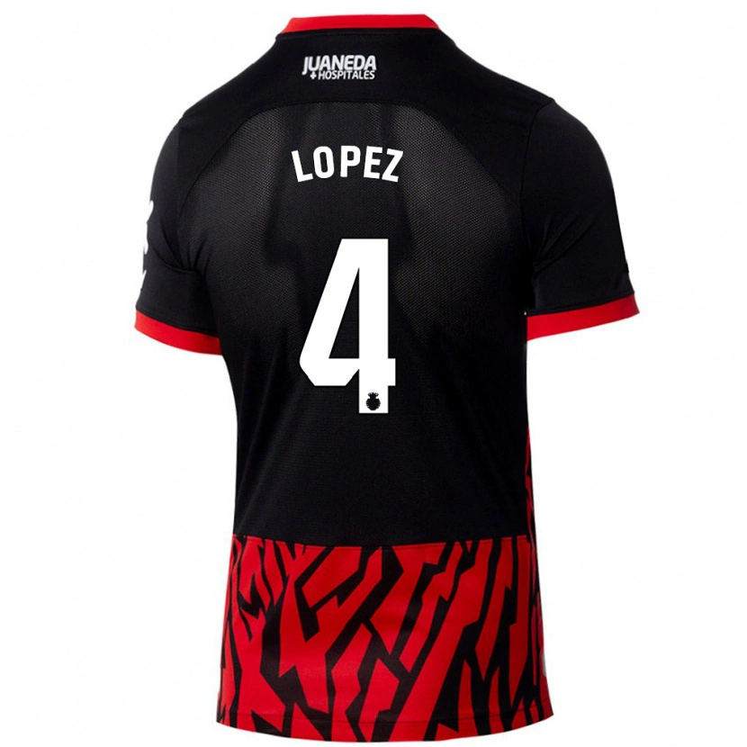 Danxen Mujer Camiseta David López #4 Negro Rojo 1ª Equipación 2024/25 La Camisa México