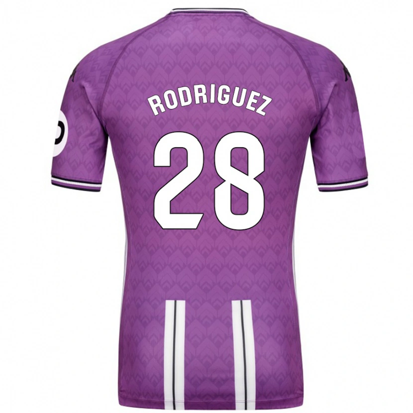 Danxen Mujer Camiseta Yago Rodríguez #28 Púrpura Blanco 1ª Equipación 2024/25 La Camisa México