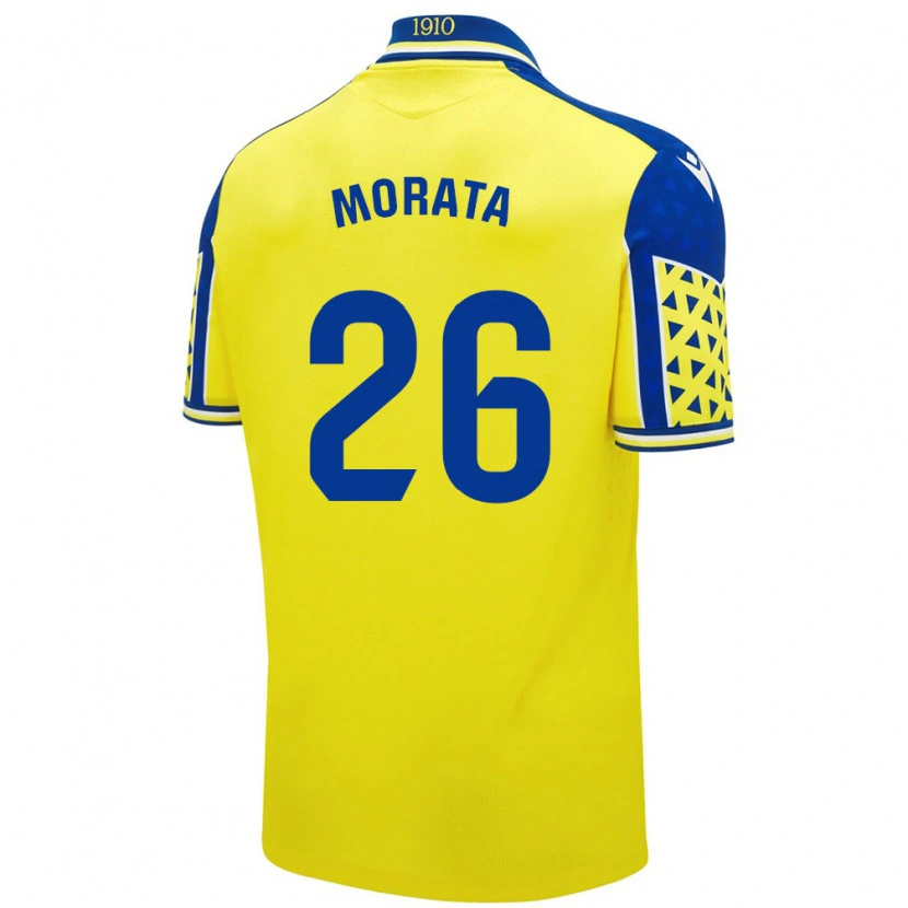 Danxen Mujer Camiseta Álex Morata #26 Amarillo Azul 1ª Equipación 2024/25 La Camisa México