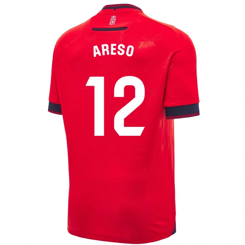 Danxen Mujer Camiseta Jesús Areso #12 Rojo Blanco 1ª Equipación 2024/25 La Camisa México