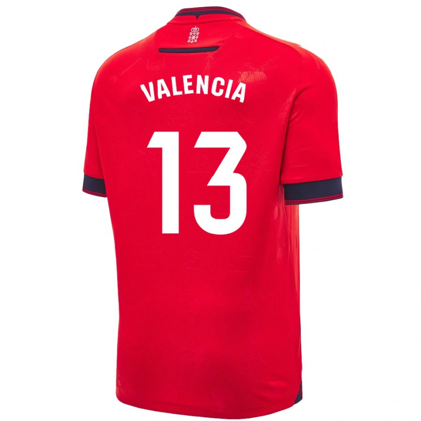 Danxen Mujer Camiseta Pablo Valencia #13 Rojo Blanco 1ª Equipación 2024/25 La Camisa México
