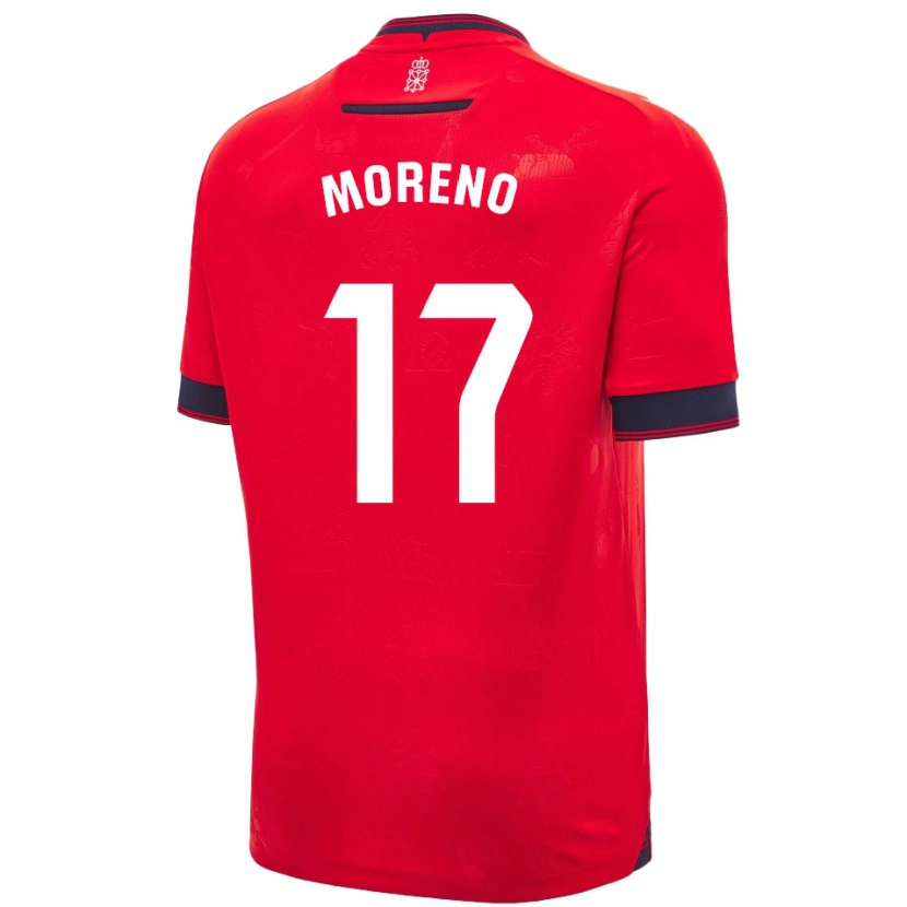 Danxen Mujer Camiseta Pablo Moreno #17 Rojo Blanco 1ª Equipación 2024/25 La Camisa México