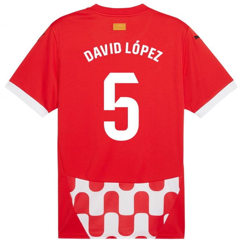 Danxen Mujer Camiseta David López #5 Rojo Blanco 1ª Equipación 2024/25 La Camisa México