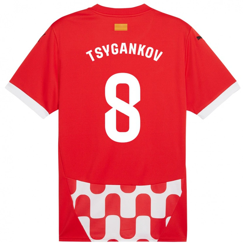 Danxen Mujer Camiseta Viktor Tsygankov #8 Rojo Blanco 1ª Equipación 2024/25 La Camisa México