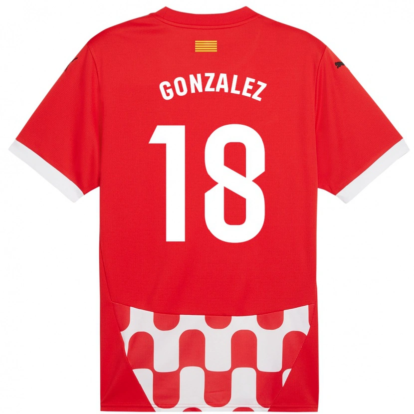 Danxen Mujer Camiseta Gerard González #18 Rojo Blanco 1ª Equipación 2024/25 La Camisa México