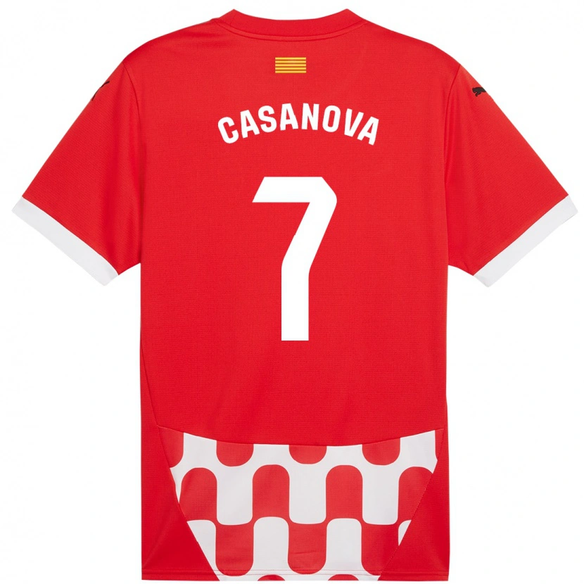 Danxen Mujer Camiseta Àstrid Casanova #7 Rojo Blanco 1ª Equipación 2024/25 La Camisa México