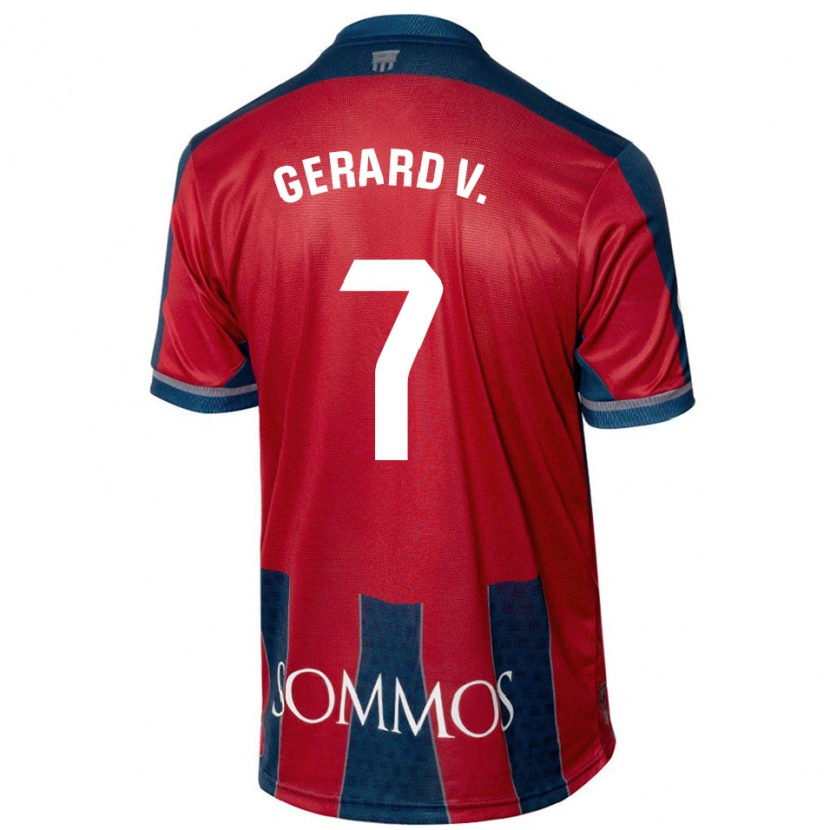 Danxen Mujer Camiseta Gerard Valentín #7 Rojo Azul 1ª Equipación 2024/25 La Camisa México
