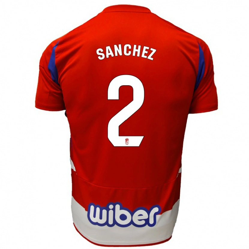 Danxen Mujer Camiseta Rubén Sánchez #2 Rojo Blanco Azul 1ª Equipación 2024/25 La Camisa México
