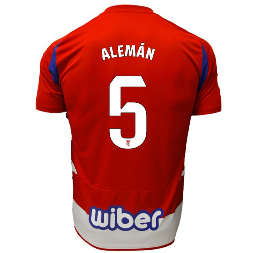 Danxen Mujer Camiseta Carlos Alemán #5 Rojo Blanco Azul 1ª Equipación 2024/25 La Camisa México