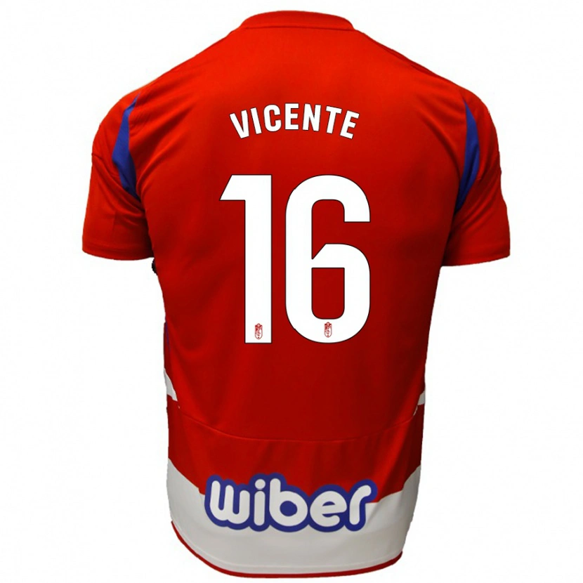 Danxen Mujer Camiseta Nerea Vicente #16 Rojo Blanco Azul 1ª Equipación 2024/25 La Camisa México