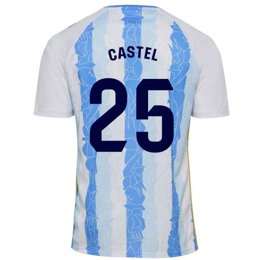 Danxen Mujer Camiseta Sergio Castel #25 Blanco Azul 1ª Equipación 2024/25 La Camisa México