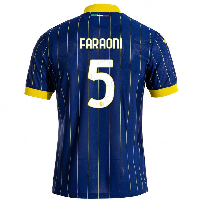 Danxen Mujer Camiseta Davide Faraoni #5 Azul Amarillo 1ª Equipación 2024/25 La Camisa México