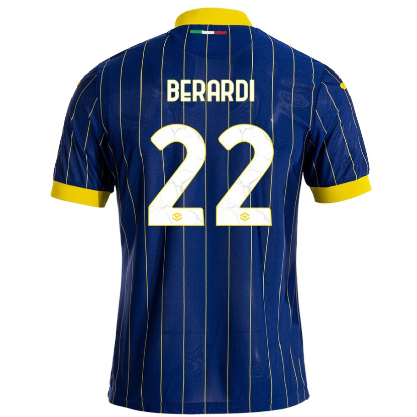 Danxen Mujer Camiseta Alessandro Berardi #22 Azul Amarillo 1ª Equipación 2024/25 La Camisa México