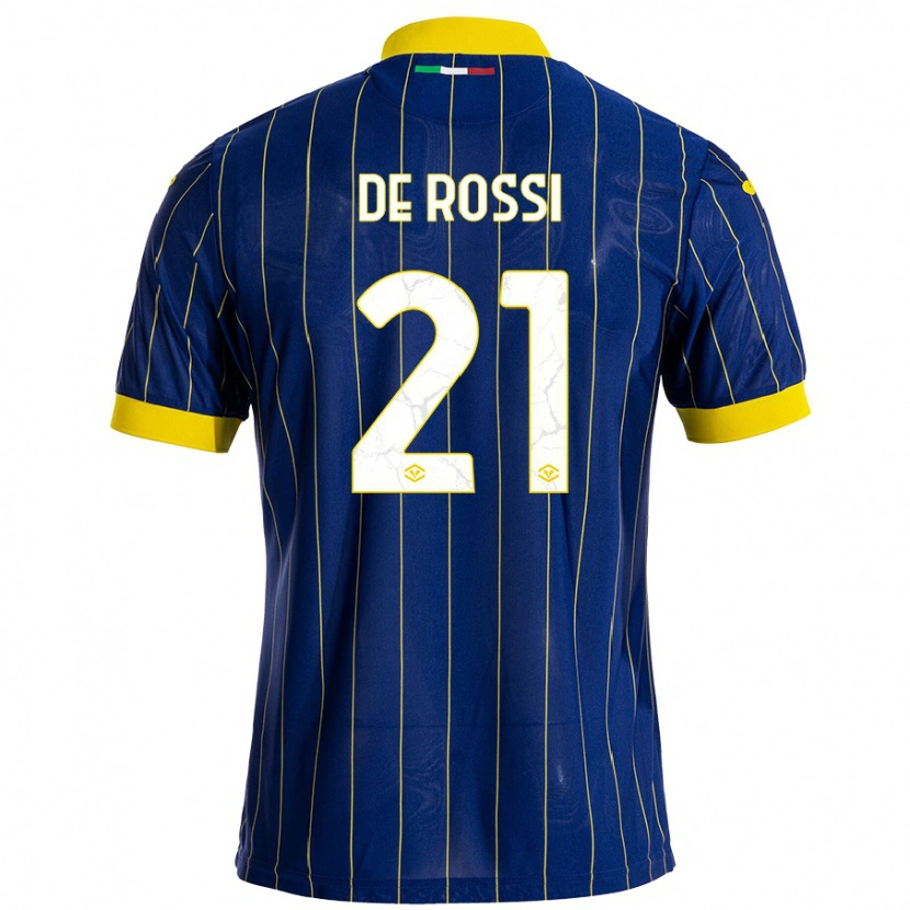 Danxen Mujer Camiseta Michele De Rossi #21 Azul Amarillo 1ª Equipación 2024/25 La Camisa México
