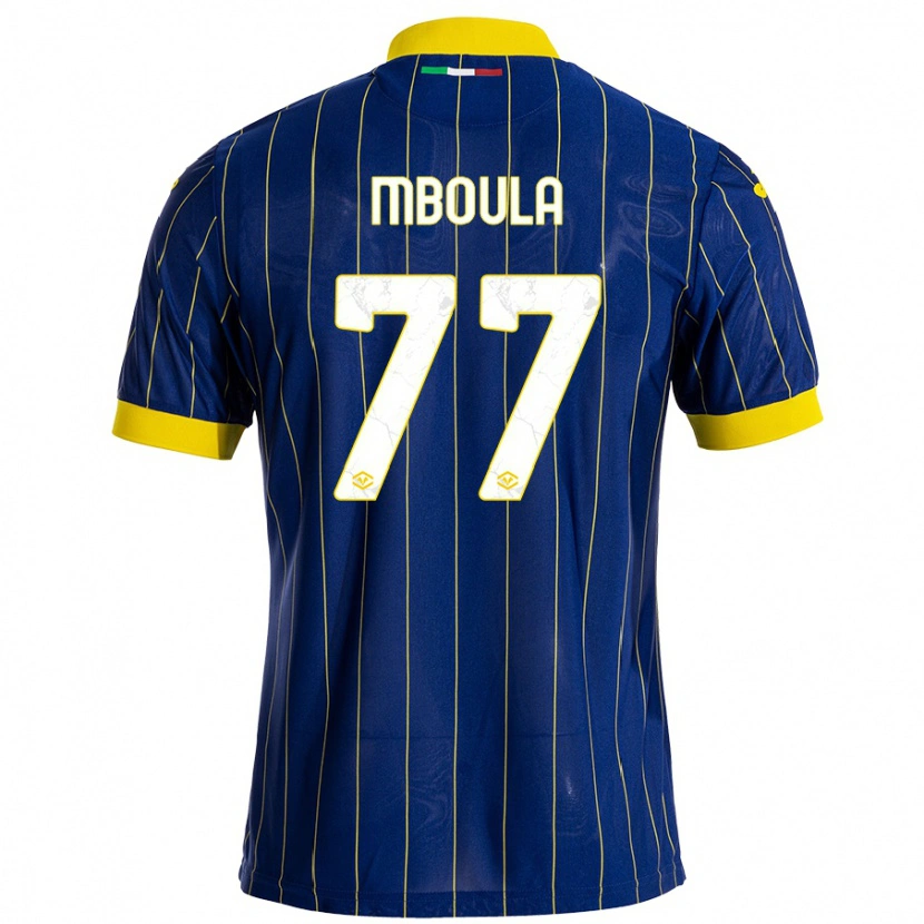 Danxen Mujer Camiseta Jordi Mboula #77 Azul Amarillo 1ª Equipación 2024/25 La Camisa México