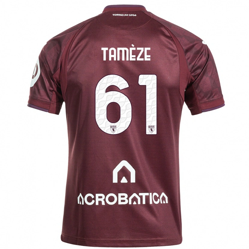 Danxen Mujer Camiseta Adrien Tamèze #61 Granate Blanco 1ª Equipación 2024/25 La Camisa México