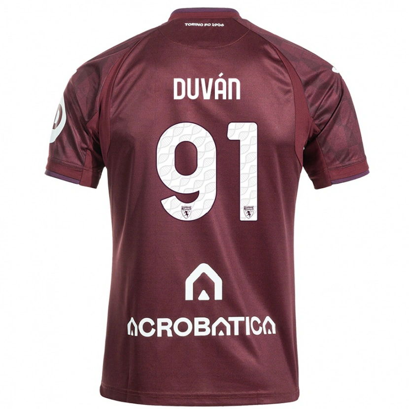 Danxen Mujer Camiseta Duván Zapata #91 Granate Blanco 1ª Equipación 2024/25 La Camisa México