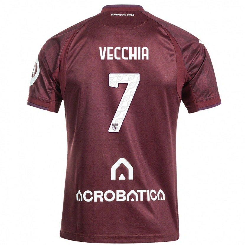 Danxen Mujer Camiseta Marco Dalla Vecchia #7 Granate Blanco 1ª Equipación 2024/25 La Camisa México