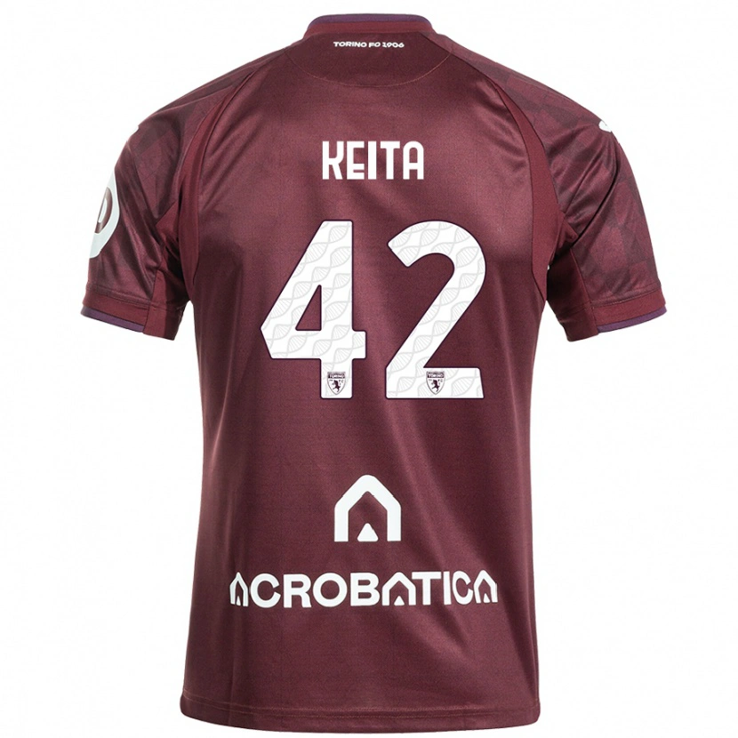 Danxen Mujer Camiseta Karamoko Keita #42 Granate Blanco 1ª Equipación 2024/25 La Camisa México