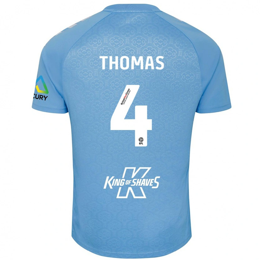 Danxen Mujer Camiseta Bobby Thomas #4 Azul Blanco 1ª Equipación 2024/25 La Camisa México