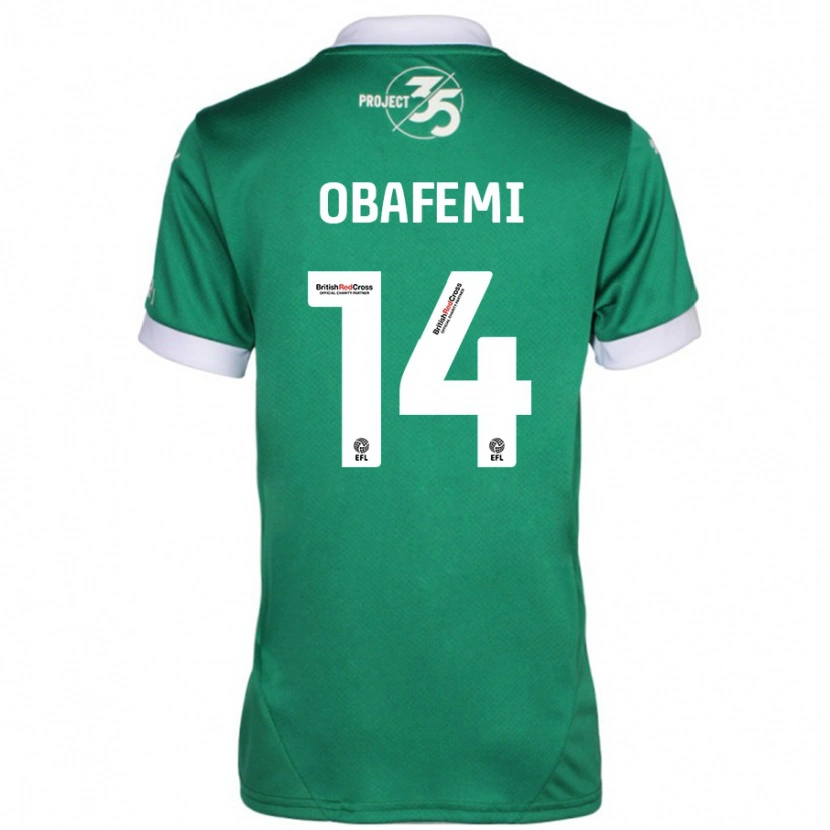 Danxen Mujer Camiseta Michael Obafemi #14 Verde Blanco 1ª Equipación 2024/25 La Camisa México