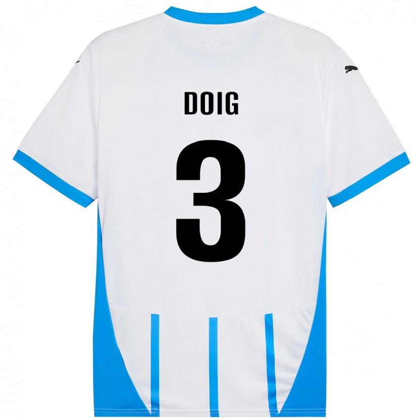 Danxen Mujer Camiseta Josh Doig #3 Blanco Azul 2ª Equipación 2024/25 La Camisa México