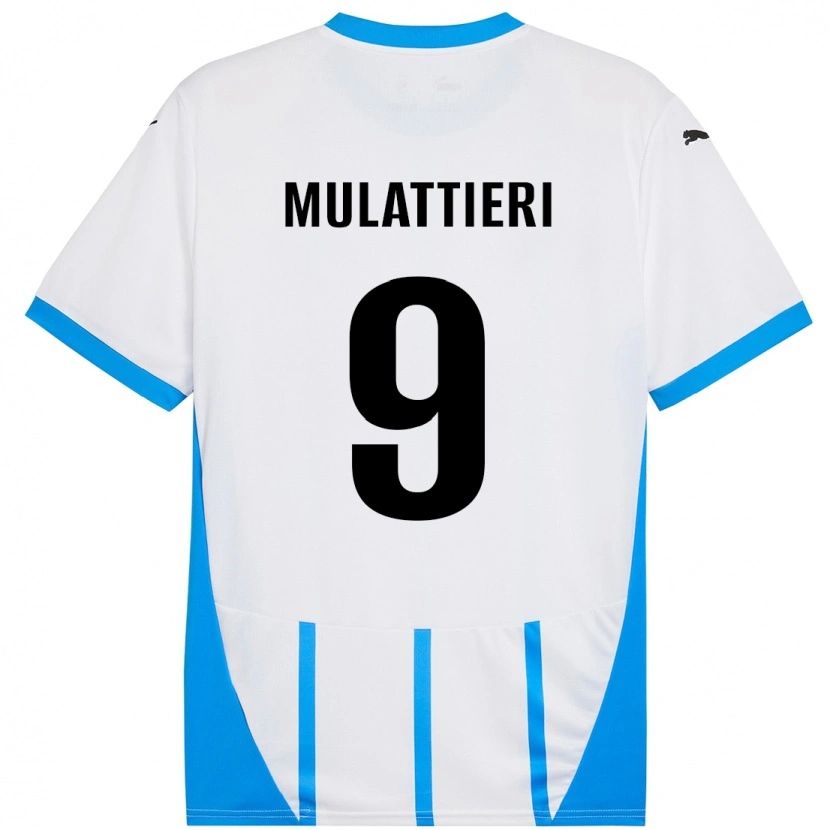 Danxen Mujer Camiseta Samuele Mulattieri #9 Blanco Azul 2ª Equipación 2024/25 La Camisa México