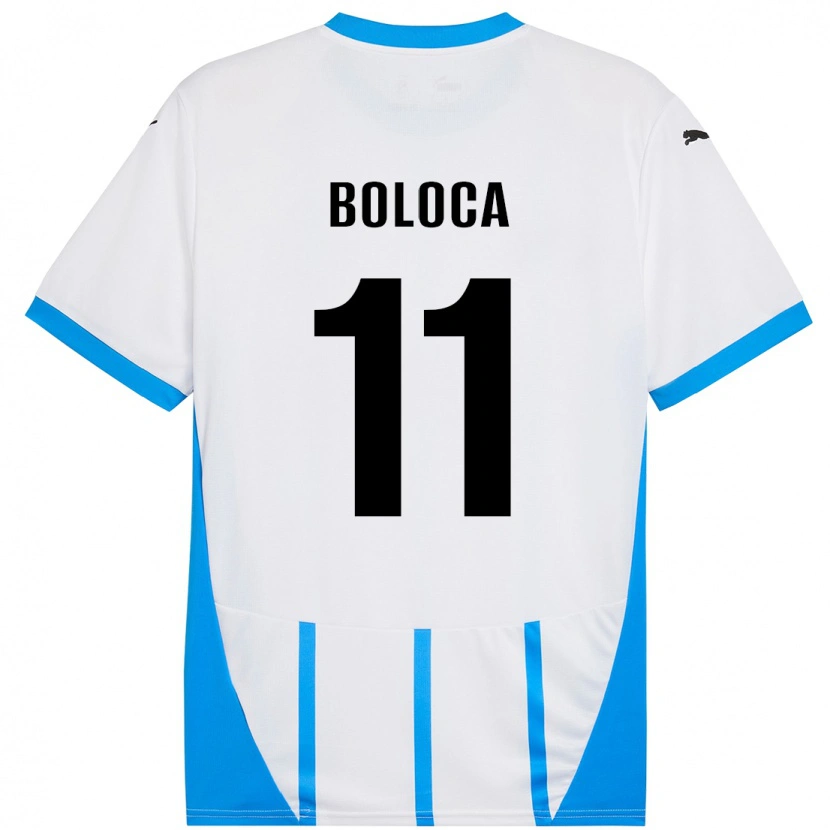 Danxen Mujer Camiseta Daniel Boloca #11 Blanco Azul 2ª Equipación 2024/25 La Camisa México