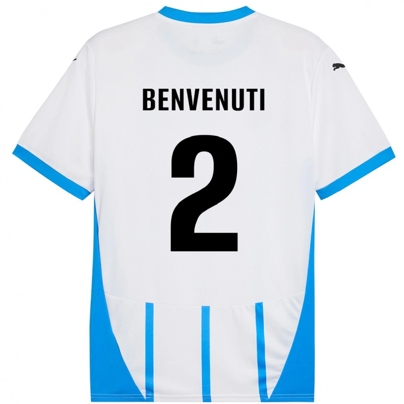 Danxen Mujer Camiseta Giacomo Benvenuti #2 Blanco Azul 2ª Equipación 2024/25 La Camisa México