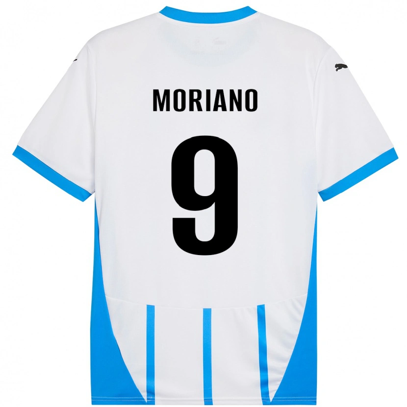 Danxen Mujer Camiseta Andrea Moriano #9 Blanco Azul 2ª Equipación 2024/25 La Camisa México