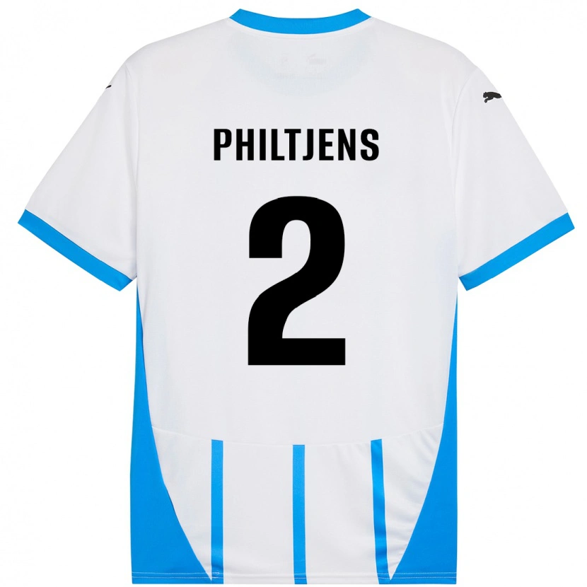 Danxen Mujer Camiseta Davina Philtjens #2 Blanco Azul 2ª Equipación 2024/25 La Camisa México