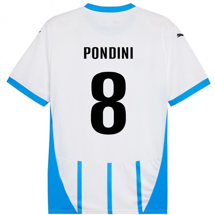 Danxen Mujer Camiseta Giada Pondini #8 Blanco Azul 2ª Equipación 2024/25 La Camisa México