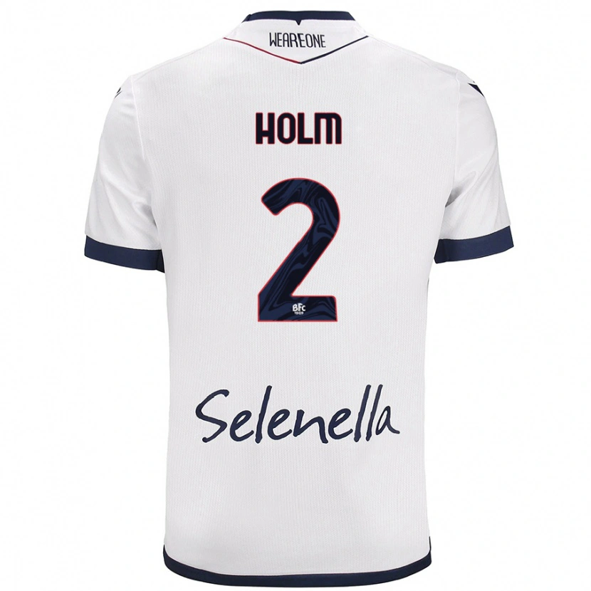 Danxen Mujer Camiseta Emil Holm #2 Blanco Azul Real 2ª Equipación 2024/25 La Camisa México